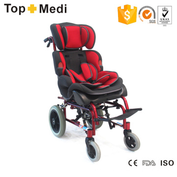 Silla de ruedas infantil reclinable de aluminio Topmedi para niños con parálisis cerebral
